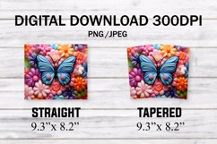 3D Butterflies, Colorful 20 oz Skinny Tumbler Sublimation Product Image 5