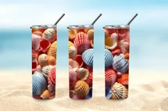 3D Seashells Beach 20oz Skinny Tumbler Sublimation Design Product Image 5
