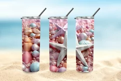 3D Starfish and Seashells 20 oz Skinny Tumbler Sublimation Product Image 5