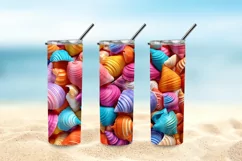 3D Seashells Beach 20oz Skinny Tumbler Sublimation Design Product Image 5
