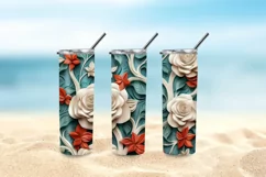 3D Beautiful Roses 20 oz Skinny Tumbler Sublimation Design Product Image 5