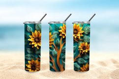 3D Sunflowers 20 oz Skinny Tumbler Sublimation Design Product Image 5