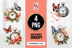 Vintage Pocket Watch Clipart Sublimation PNG Product Image 1