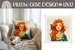 Red Hair Girl Pillow Design, Cartoon Girl Sublimation Product Image 1