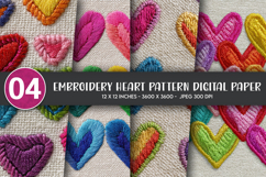Embroidery Heart Pattern Digital Paper Product Image 1