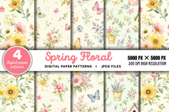 Spring Floral Digital Paper JPG Product Image 1
