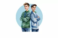 Family clipart, Brothers clipart, Boys clipart Product Image 3