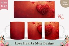 Red Hearts Mug Design, Red Love Hearts Mug Template Product Image 1