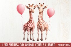 Valentines Day Animal Couple Clipart, Valentine Couple Product Image 1