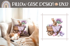 Purple Tulips Pillow Case Design, Easter Bunny Pillow Print Product Image 1