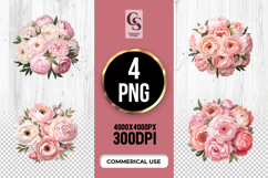 Pink Flower Bouquet Clipart Sublimation PNG Product Image 1