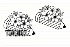 Floral Pencil Svg , Teacher Svg, Pencil Flower Svg Product Image 7