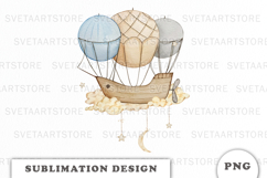 Watercolor Airship Balloon png Product Image 1