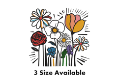 Colorful Wildflower Garden Embroidery Design Product Image 1