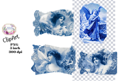 Vintage, Blue Toile,Victorian, Scraps,Ephemera, PNG, Clipart Product Image 1