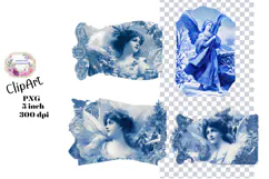 Vintage, Blue Toile,Victorian, Scraps,Ephemera, PNG, Clipart Product Image 1