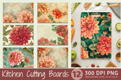 Vintage Dahlia Flowers Cutting Boards sublimation Designs Product Image 1