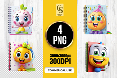 Cute School Notebook Characters Clipart Sublimation PNG Product Image 1