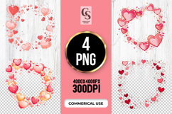 Pink Red Gold Heart Wreath Clipart Sublimation PNG Product Image 1