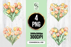 Watercolor Tulip Bouquet Clipart Sublimation PNG Product Image 1