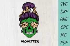Momster svg, Mom Messy Bun svg, Halloween svg, Mom life svg Product Image 1