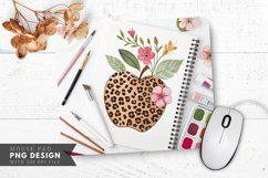 Leopard Print Apple with Floral Art Supplies Mouse Pad PNG Product Image 1