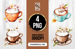 Floral Coffee Cup Clipart Sublimation PNG Product Image 1