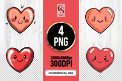 Cute Kawaii Heart Clipart Sublimation PNG Product Image 1