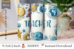 School Teacher Tumbler Wrap, Science Tumbler Sublimation PNG Product Image 1