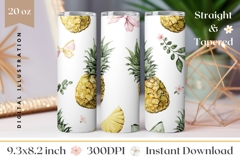 Watercolor Pineapple Tumbler Wrap, Pineapple Sublimation Product Image 1