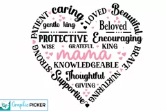 Mama Heart Shape SVG | Mother's Day Heart SVG PNG Product Image 1