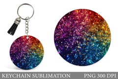 Glitter Keychain Sublimation. Shiny Keychain Design Product Image 1