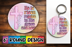 Blissful Round Keychains Sublimation PNG, Cross Product Image 1
