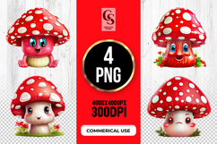 Cute Mushroom Clipart Sublimation PNG Product Image 1