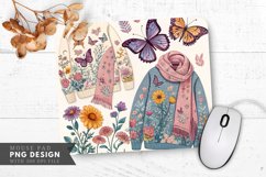 Butterfly And Floral Knitwear Collection Mouse Pad PNG Product Image 1