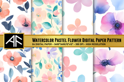 Watercolor Pastel Flower Digital Paper Product Image 1