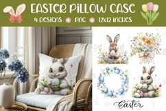 Watercolor Easter Pillow Designs, Flowers Pillow PNG Product Image 1