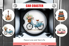 Peace Love Van Life Car Coaster Product Image 1