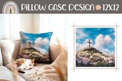 Wooden Cross Pillow Case Design, Floral Pillow Template Product Image 1