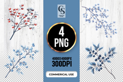 Winter Berry Branch Clipart Sublimation PNG Product Image 1