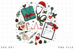 Christmas Nurse PNG Sublimation Design, Medical Holiday Product Image 3