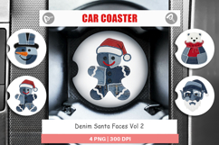 Denim Holiday Faces Car Coaster Product Image 1