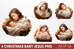 Christmas Baby Jesus Watercolor Clipart PNG Product Image 1