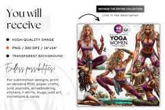 Zen Women doing yoga Clipart PNG, meditation Sublimation Product Image 2