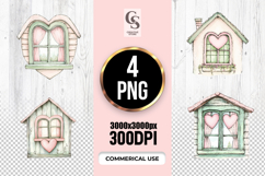 Heart Window Cottage Clipart Sublimation PNG Product Image 1