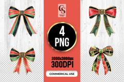 Kwanzaa Ribbon Bow Watercolor Clipart Sublimation PNG Product Image 1