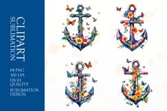 Watercolor anchor clipart sublimation Product Image 1