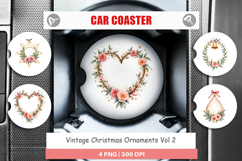 Car Coaster Vintage Christmas Ornaments Watercolor Product Image 1