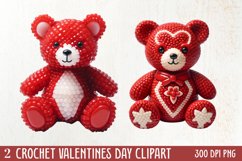 Crochet Valentines Day Clipart, Valentines Day Couplet Product Image 1