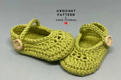Mary Jane girl shoes crochet pattern 3 sizes PDF download Product Image 1